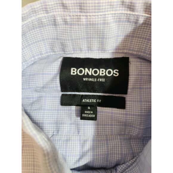 Bonobos Shirt Mens Small Short Blue Check Athletic Long Sleeve Preppy Business - Picture 5 of 12